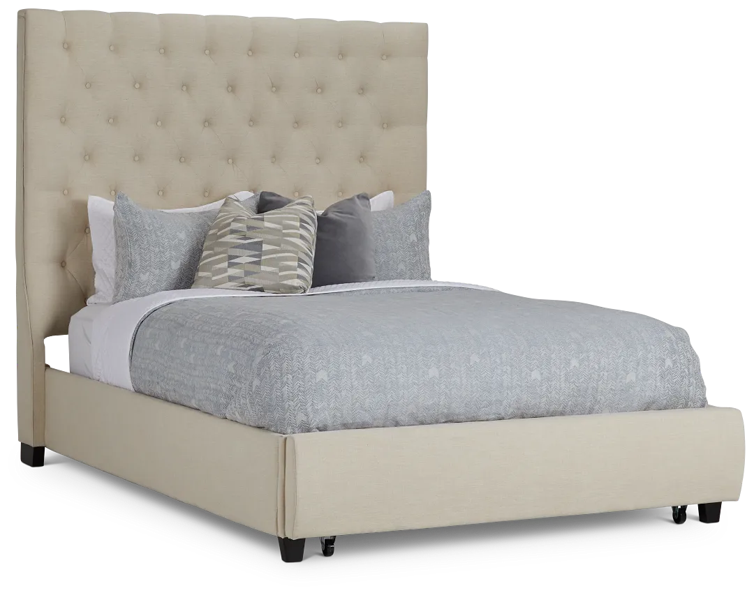 Rylee Beige Uph Platform Storage Bed
