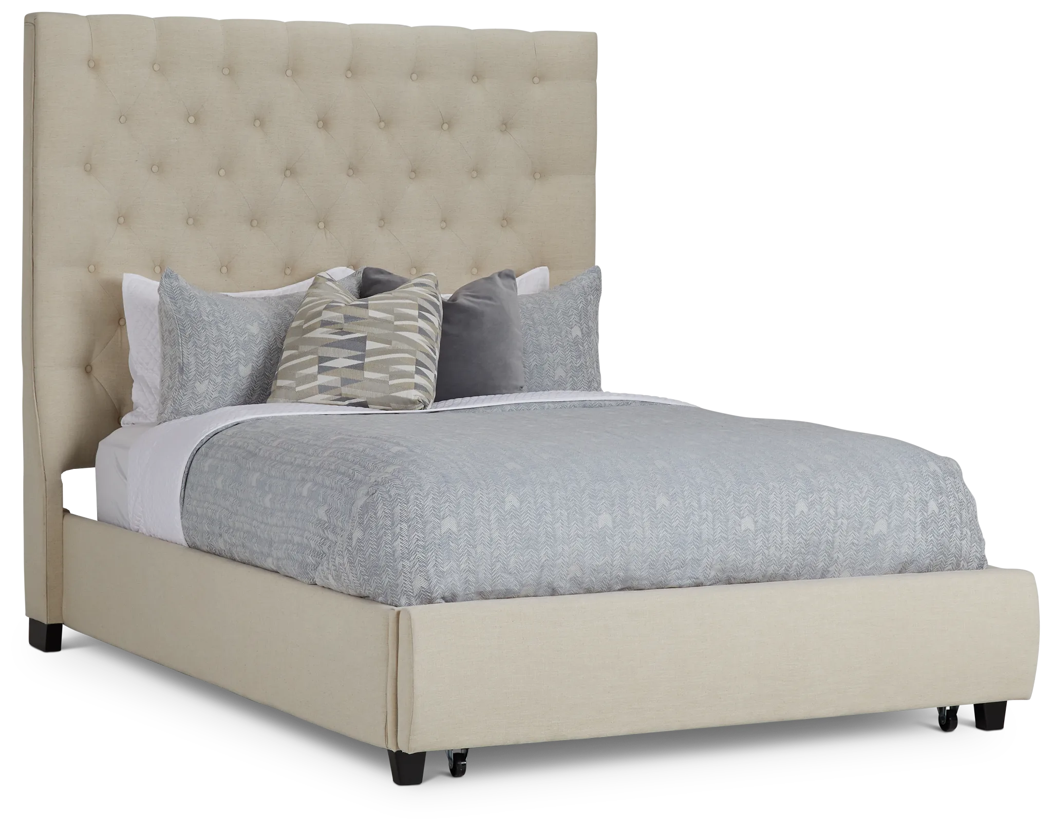 Rylee Beige Uph Platform Storage Bed
