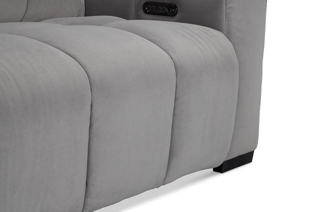 Gemma Light Gray Velvet Left Chaise Power Reclining Sectional