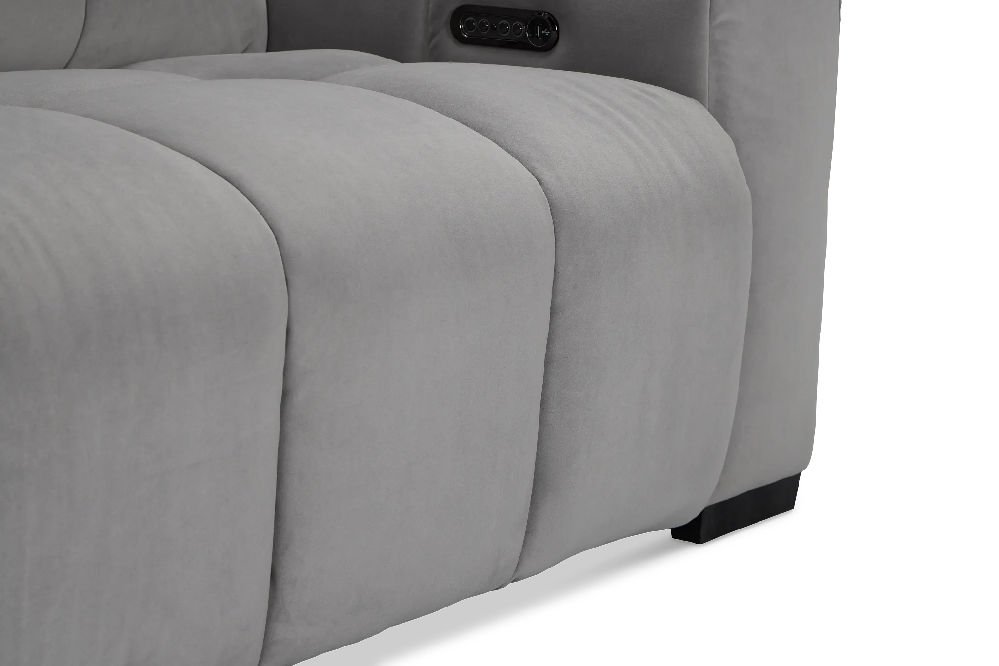 Gemma Light Gray Velvet Left Chaise Power Reclining Sectional