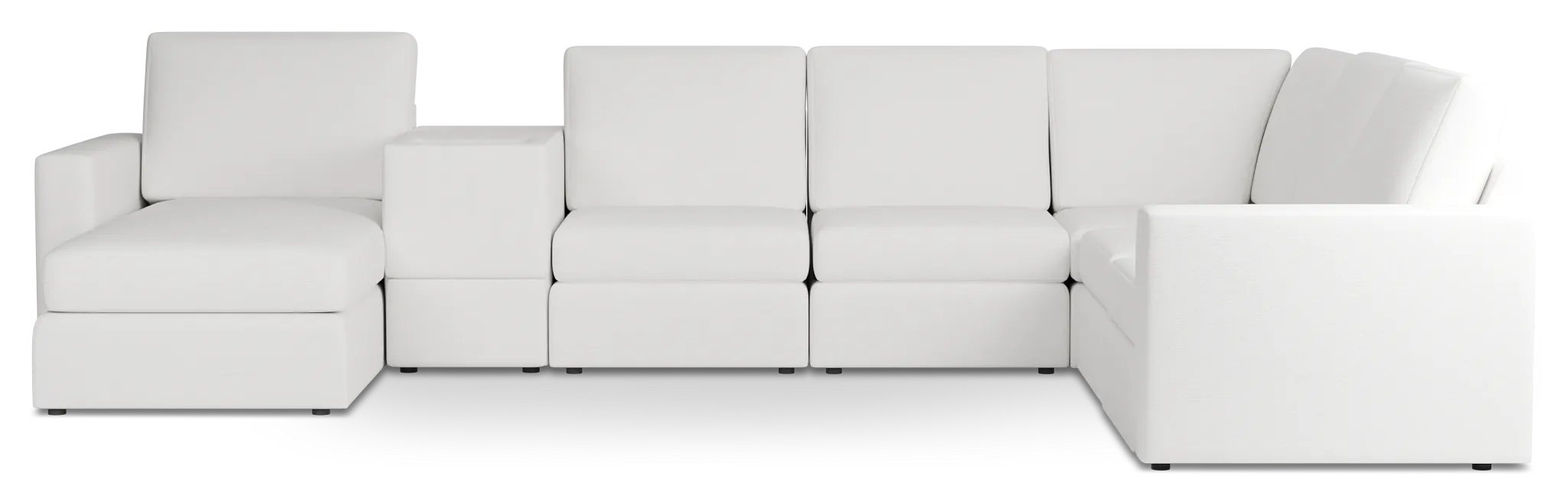 Citymod White Fabric Large Left Chaise Sectional With Media Console