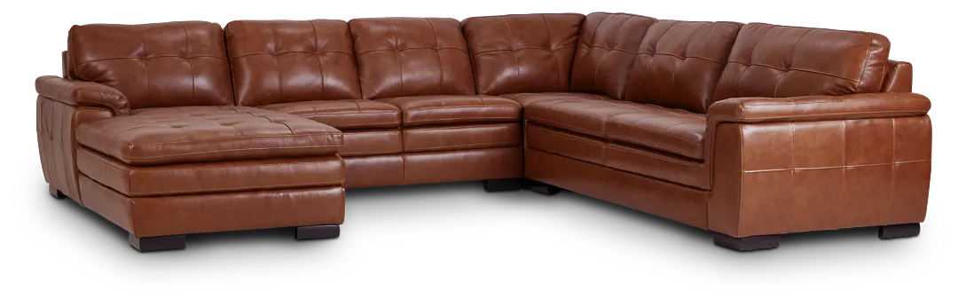 Braden Medium Brown Leather Medium Left Chaise Sectional