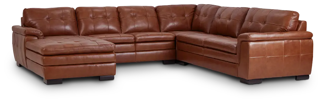 Braden Medium Brown Leather Medium Left Chaise Sectional Braden Medium Brown Leather Medium Left Chaise Sectional