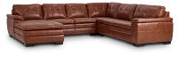 Braden Medium Brown Leather Medium Left Chaise Sectional