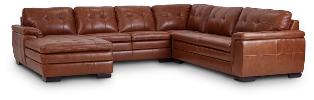 Braden Medium Brown Leather Medium Left Chaise Sectional