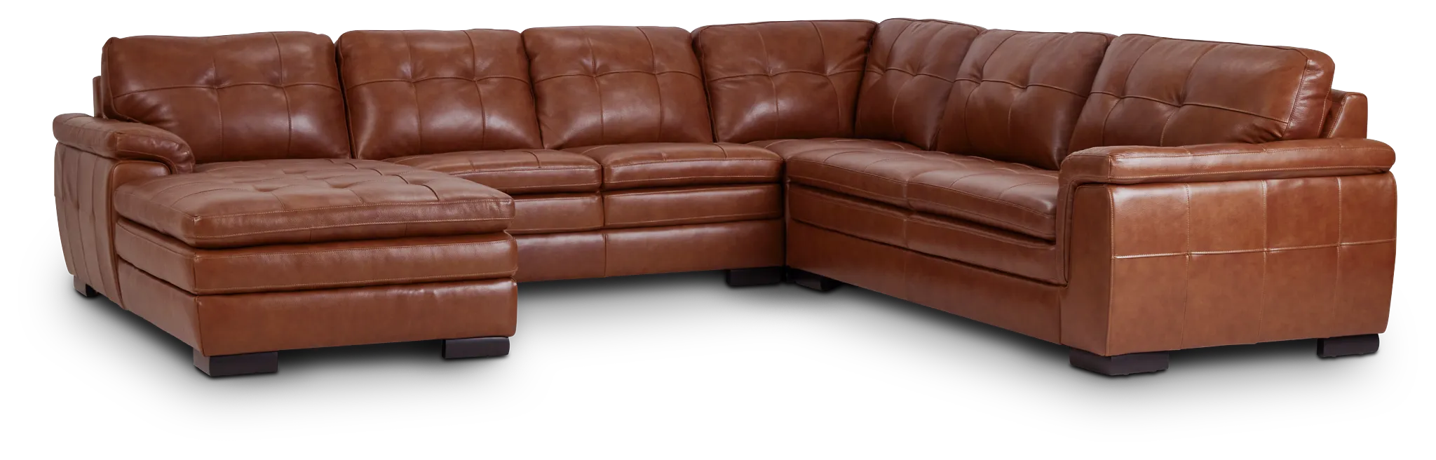 Braden Medium Brown Leather Medium Left Chaise Sectional