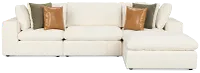 Cruz White Fabric 4-piece Bumper Sectional