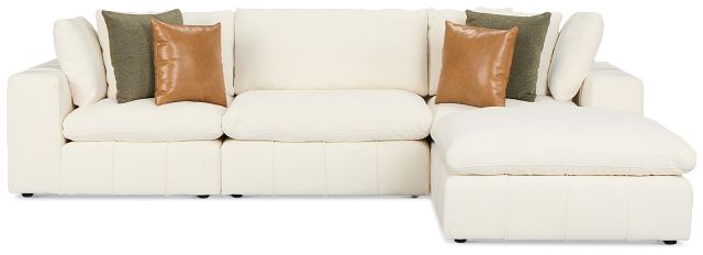 Cruz White Fabric 4-piece Bumper Sectional