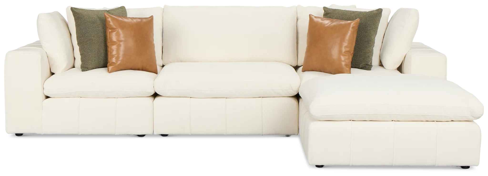Cruz White Fabric 4-piece Bumper Sectional