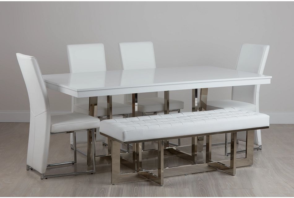 Cortina White Table 4 Chairs Bench Dining Room Sets City Furniture - Dining Table Bench Set White Cortina White Table 4 Chairs Bench Dining Room Sets City Furniture - Dining Table Bench Set White
