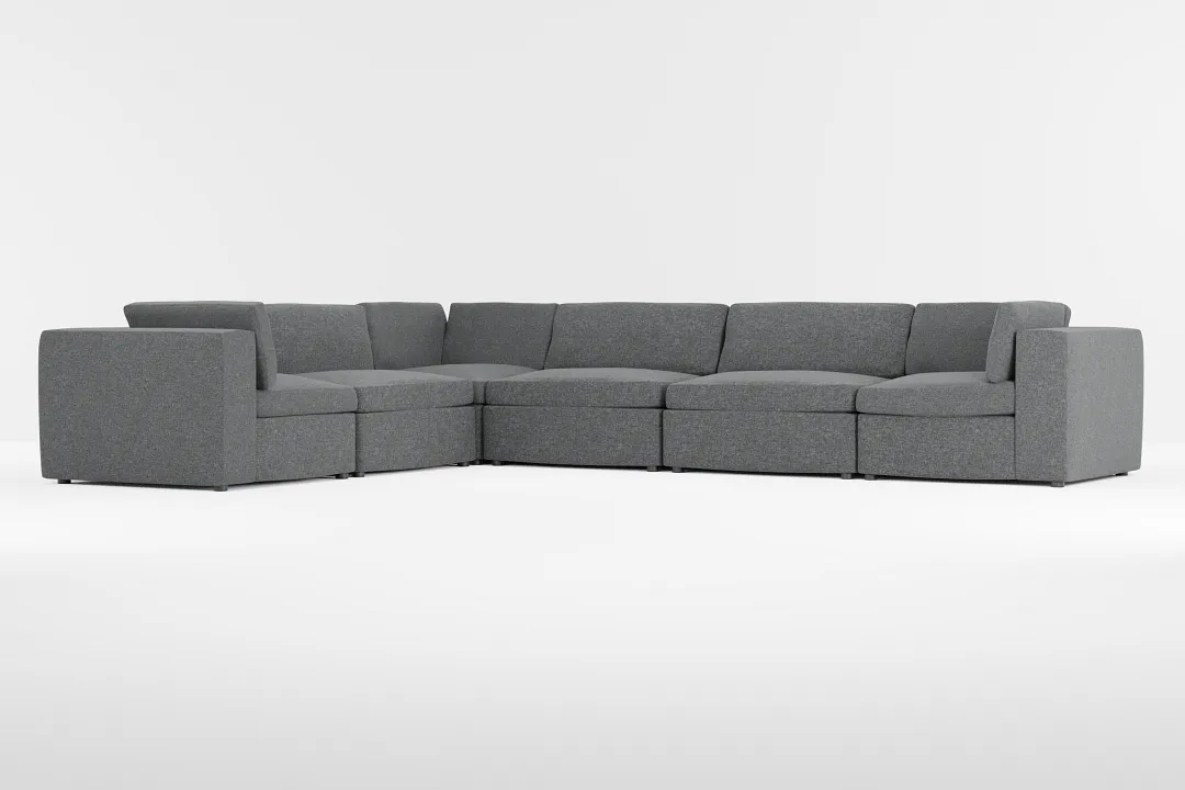 Destin Delray Dark Gray Fabric 6-piece Modular Sectional