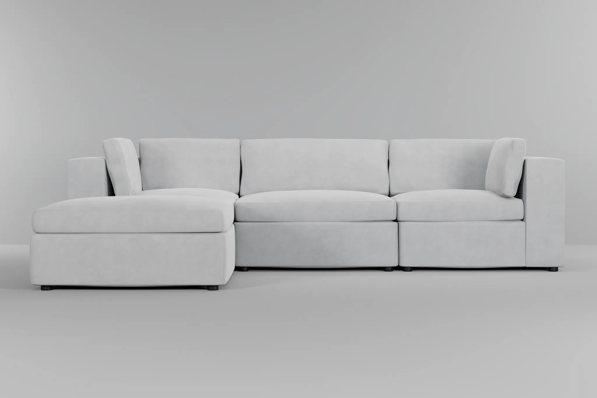 Destin Peyton White Fabric 4-piece Bumper Sectional