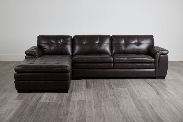 Braden Dark Brown Leather Left Chaise Sectional