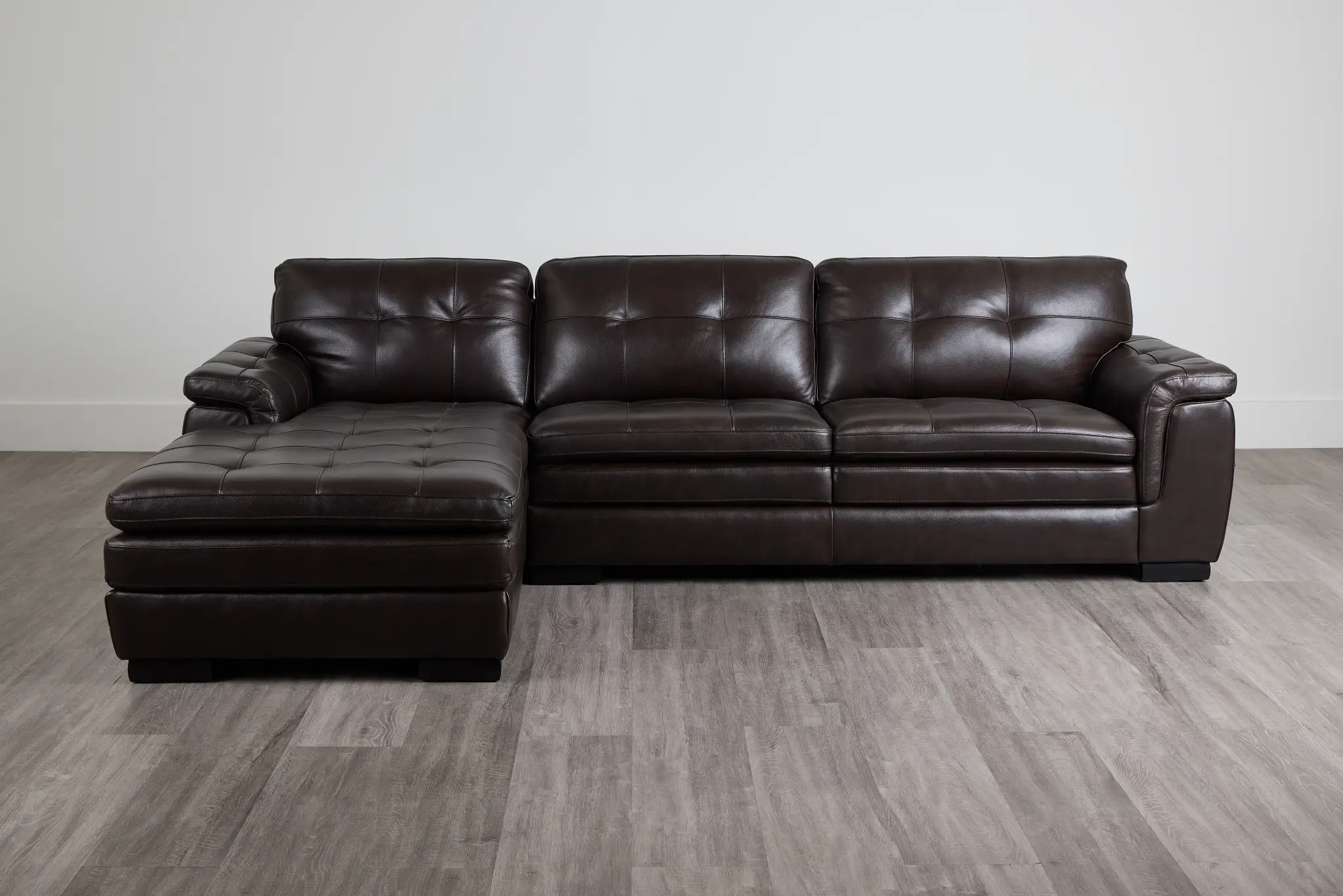 Braden Dark Brown Leather Left Chaise Sectional Braden Dark Brown Leather Left Chaise Sectional