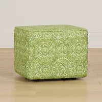 Borneo Green Fabric Vinyl Ottoman Small