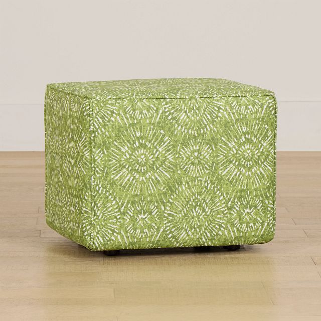 Borneo Green Fabric Vinyl Ottoman Small