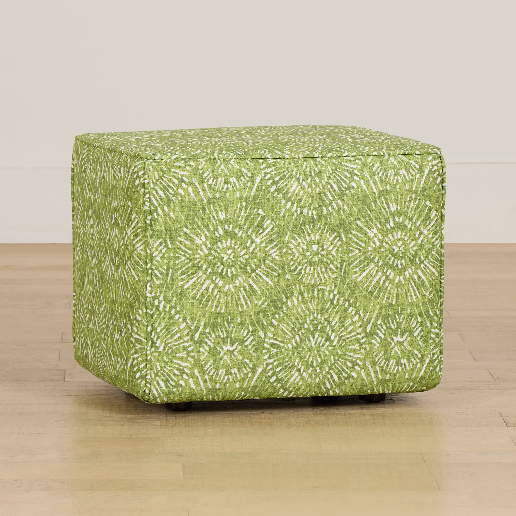 Borneo Green Fabric Vinyl Ottoman Small