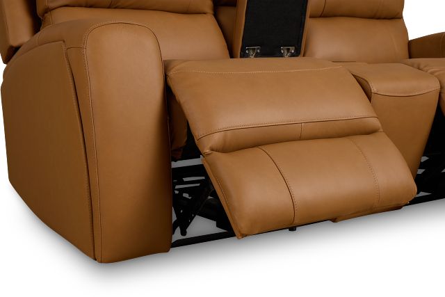 Summit Light Brown Lthr/vinyl Power Reclining Console Loveseat W/ Power Headrest