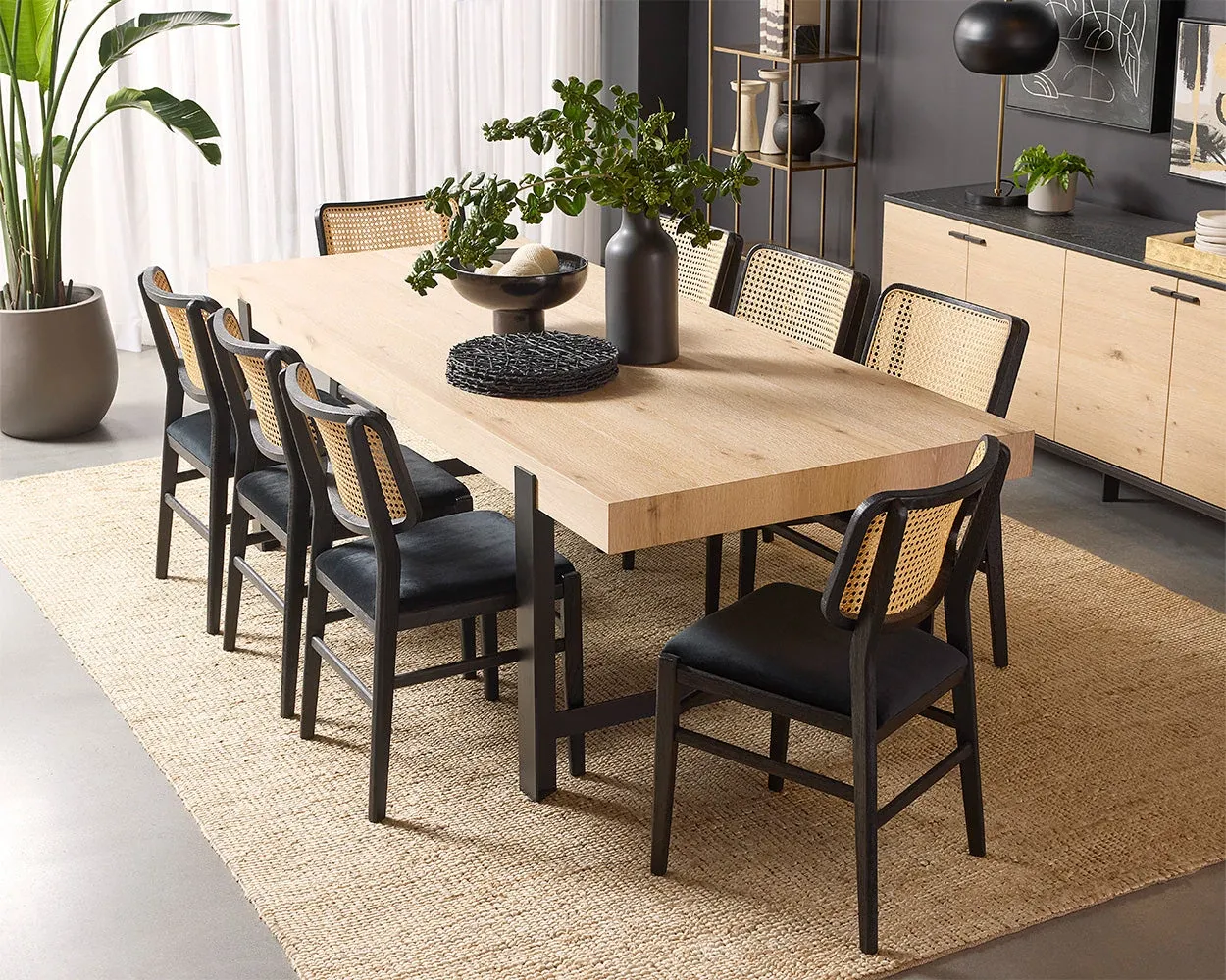 Banks Black Woven Upholstered Side Chair