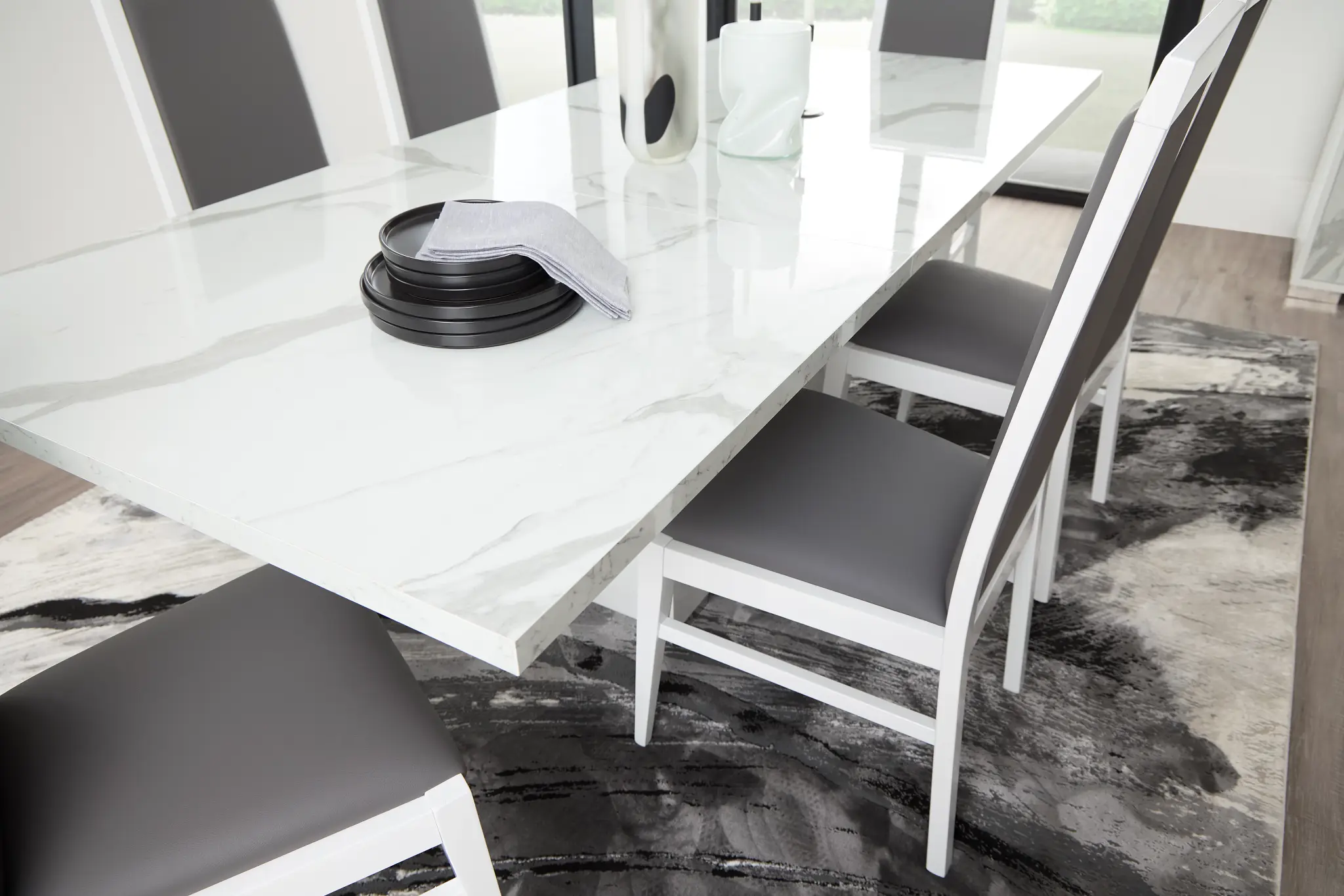 Modena White Rect Table & 4 Chairs Modena White Rect Table & 4 Chairs