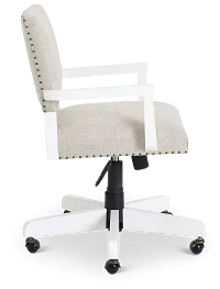 Newport Beige Wood Upholstered Desk Chair