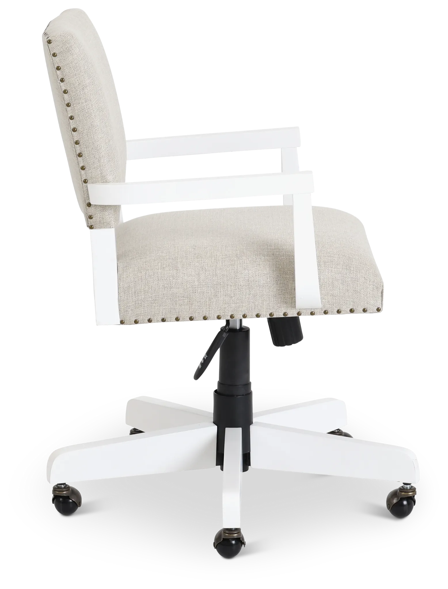 Newport Beige Wood Upholstered Desk Chair