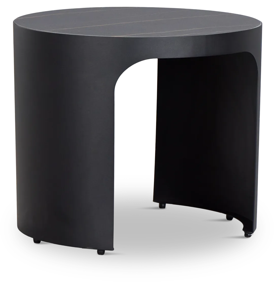 Abel Black Round End Table