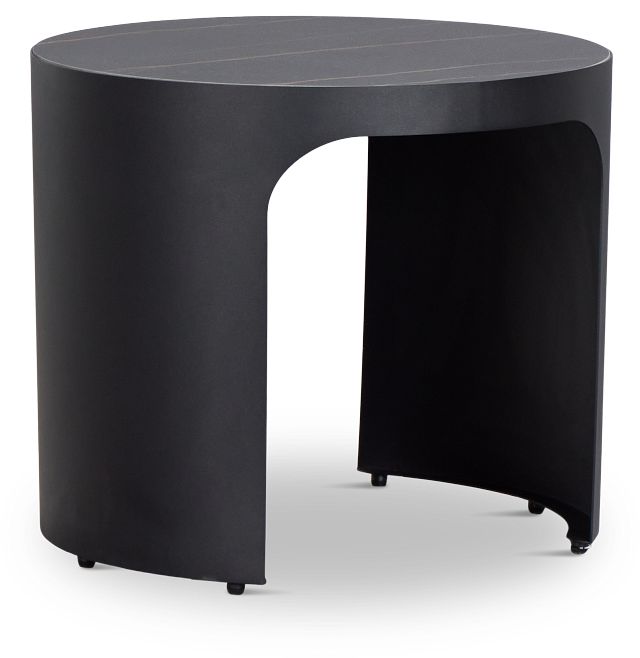 Abel Black Round End Table