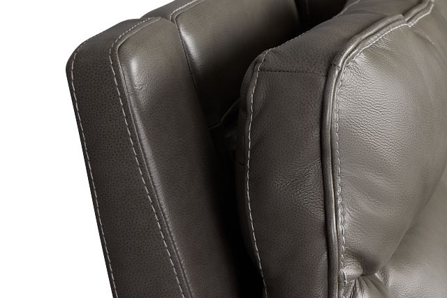 Jasper Gray Leather Small Two-arm Power Reclining Sectional