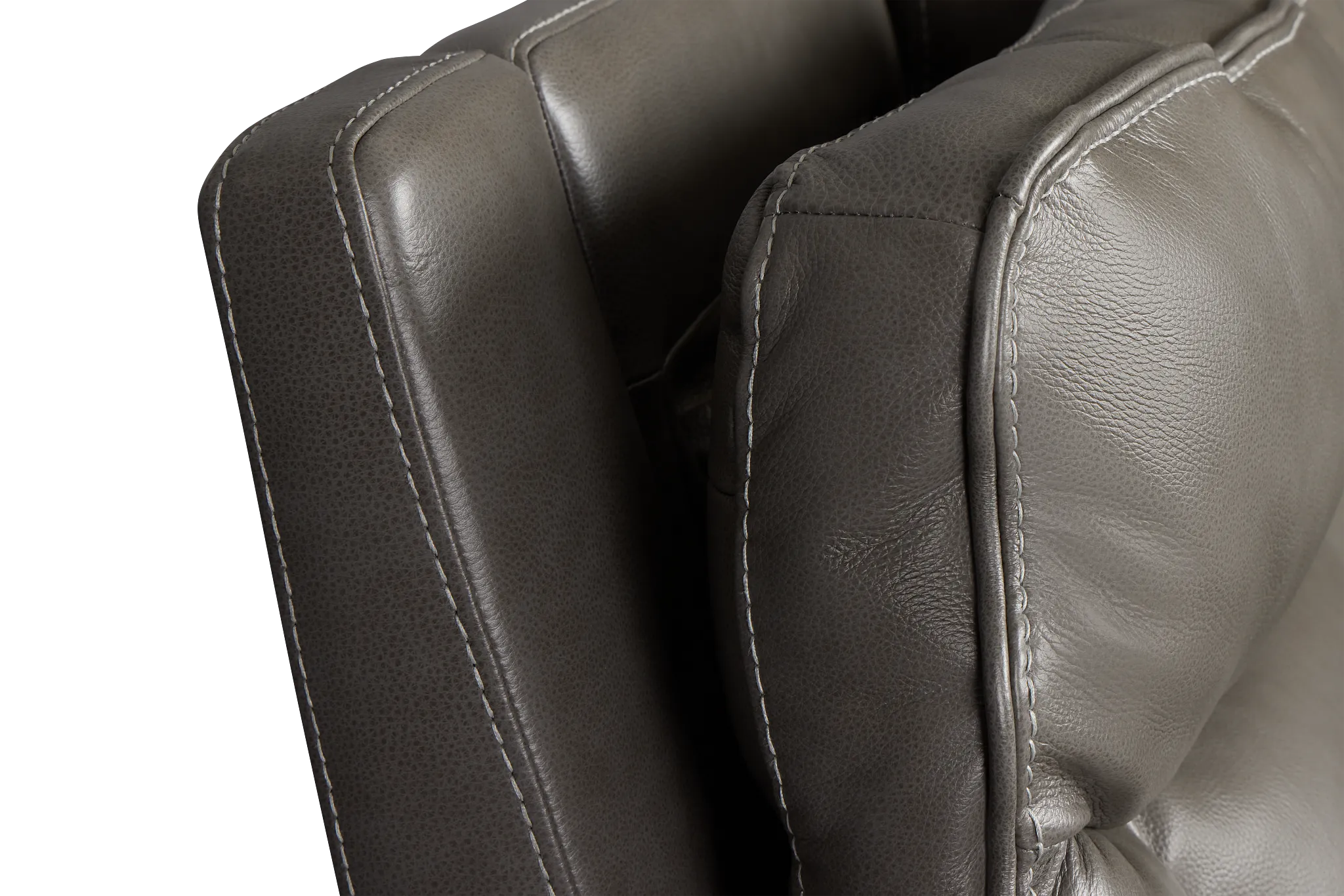 Jasper Gray Leather Small Two-arm Power Reclining Sectional