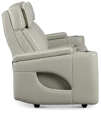 Nova Light Gray Lthr/vinyl Power Reclining Sofa W/ Massage