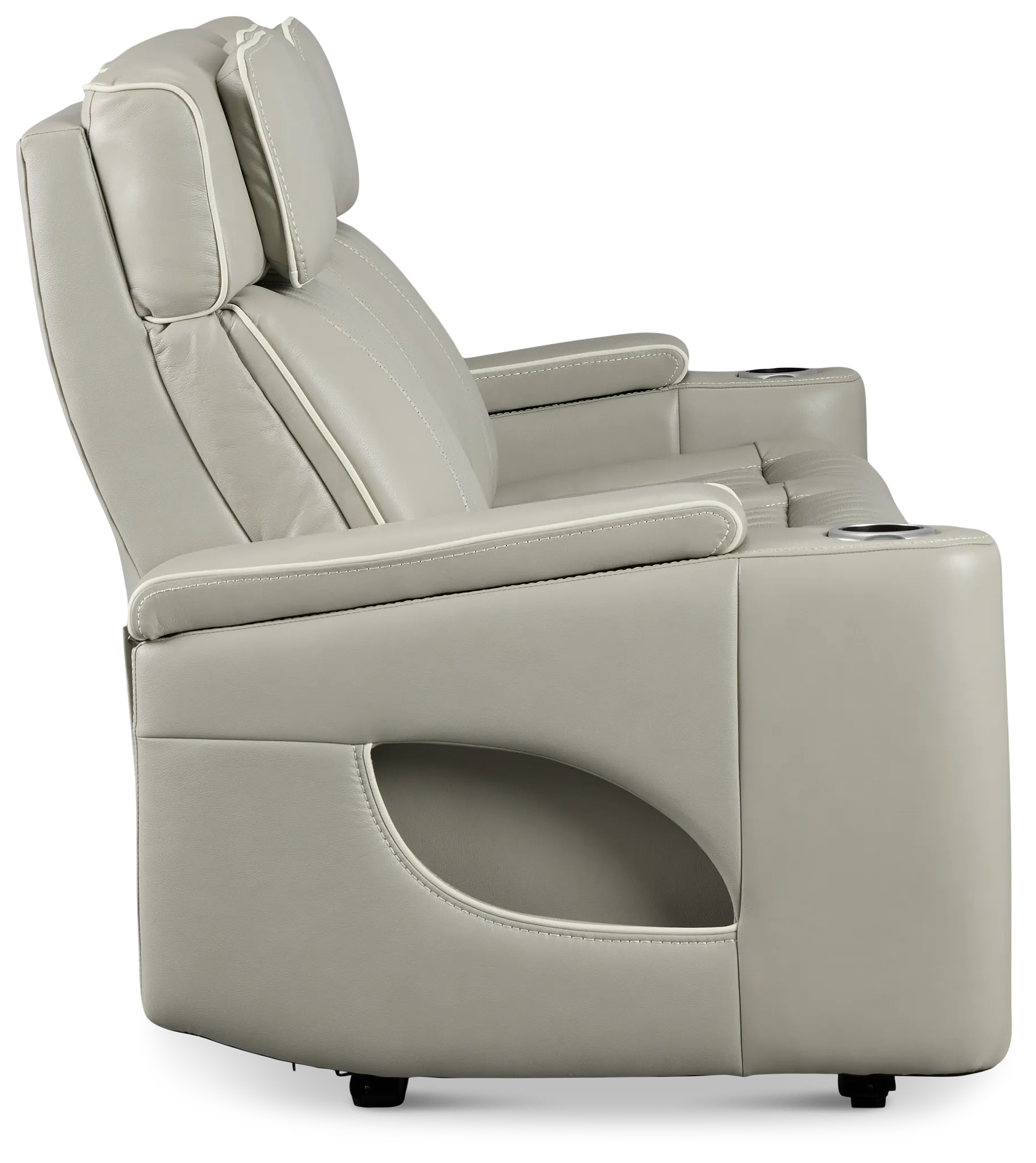 Nova Light Gray Lthr/vinyl Power Reclining Sofa W/ Massage