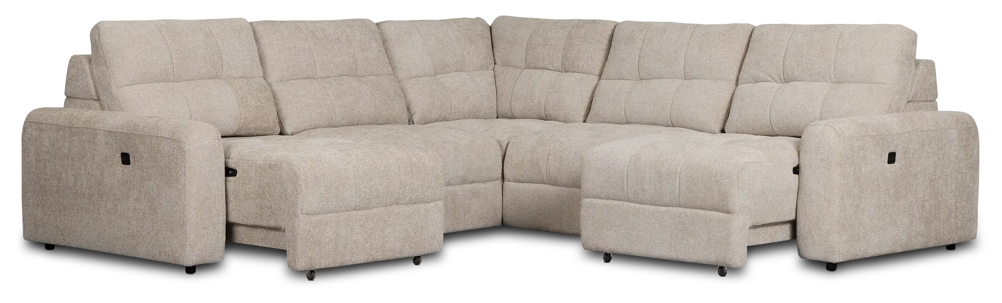Hendrix Light Taupe Fabric Small Two Arm Power Extension Chaise Sectional Hendrix Light Taupe Fabric Small Two Arm Power Extension Chaise Sectional