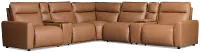 Edison Medium Brown Leather/vinyl Large Triple Power Reclining 2-arm Sectional