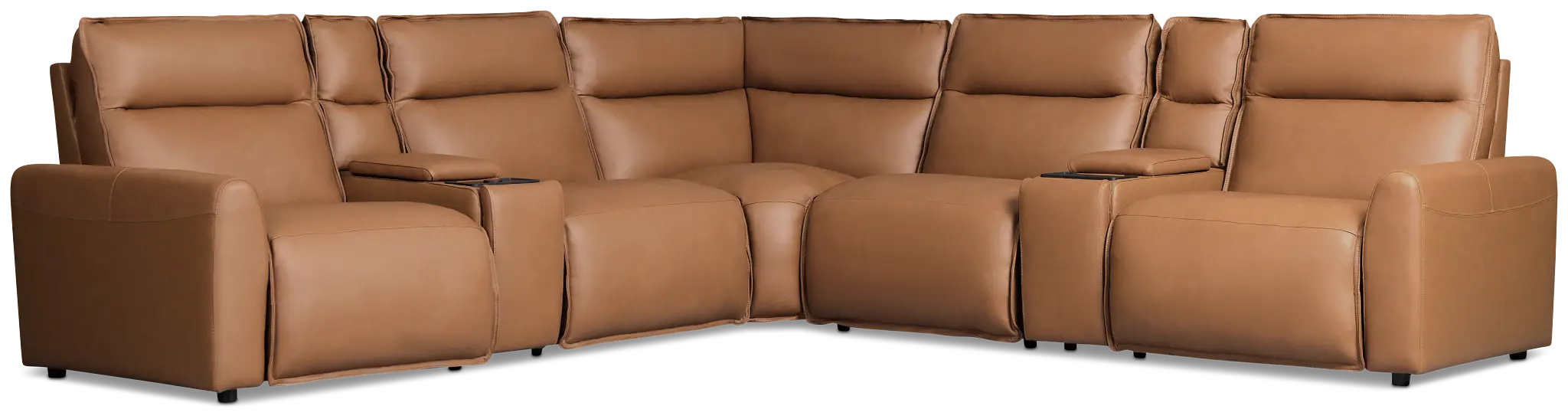 Edison Medium Brown Leather/vinyl Large Triple Power Reclining 2-arm Sectional Edison Medium Brown Leather/vinyl Large Triple Power Reclining 2-arm Sectional