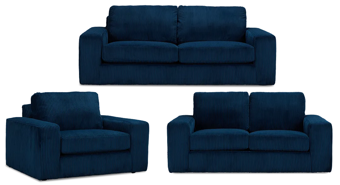 Charlie Dark Blue Fabric Living Room