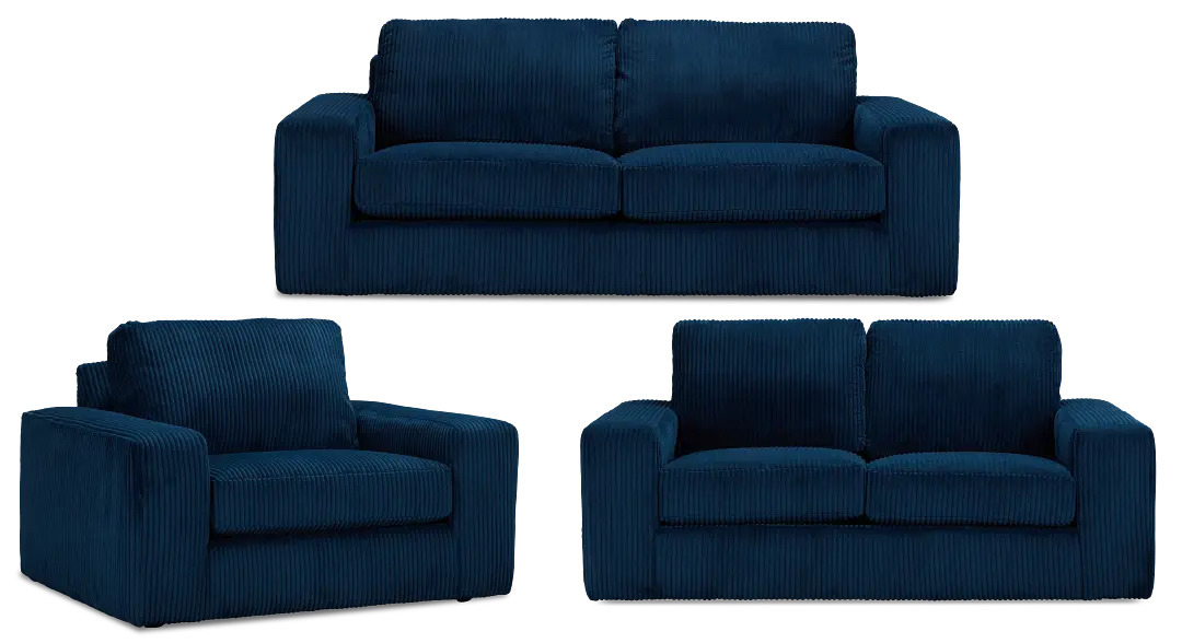 Charlie Dark Blue Fabric Living Room Charlie Dark Blue Fabric Living Room