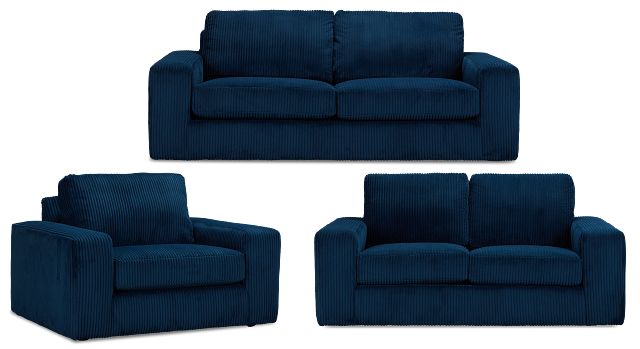 Charlie Dark Blue Fabric Living Room