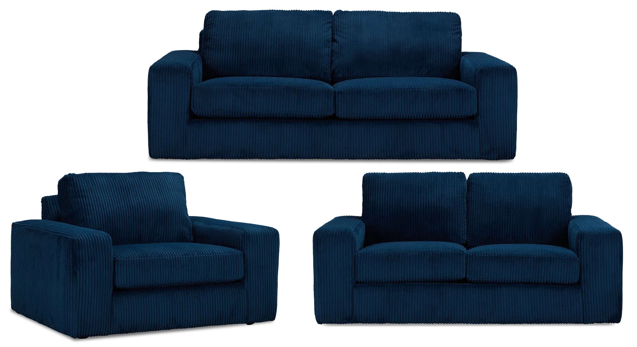 Charlie Dark Blue Fabric Living Room