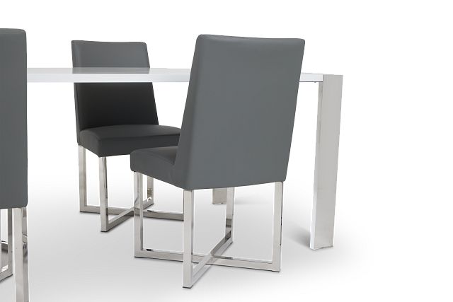 Neo Gray Rect Table & 4 Upholstered Chairs