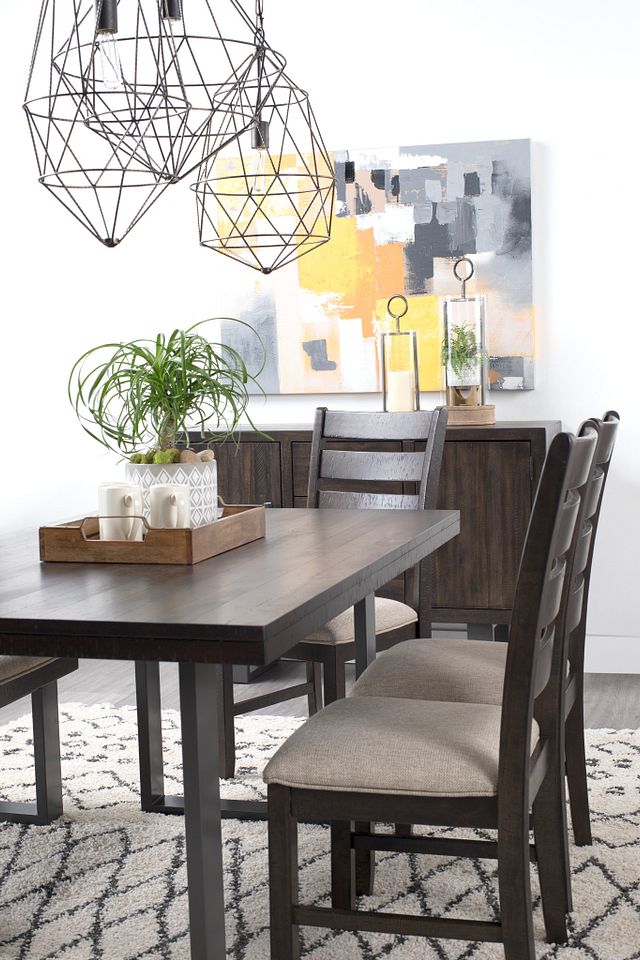Sawyer Dark Tone Rect Table & 4 Wood Chairs