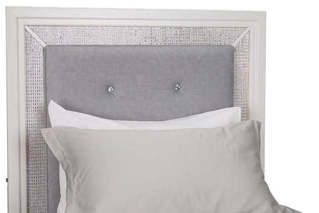 Alessandria White Uph Panel Bed With Lights