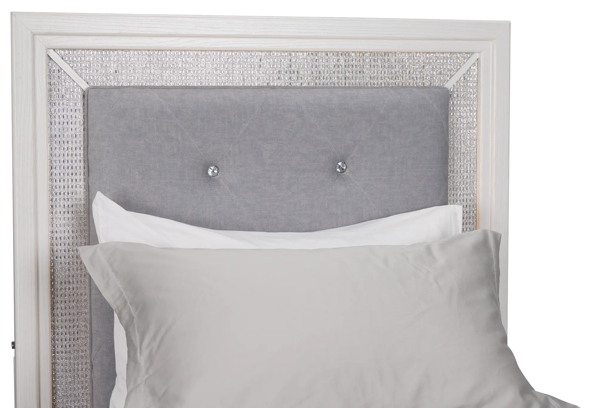 Alessandria White Uph Panel Bed With Lights