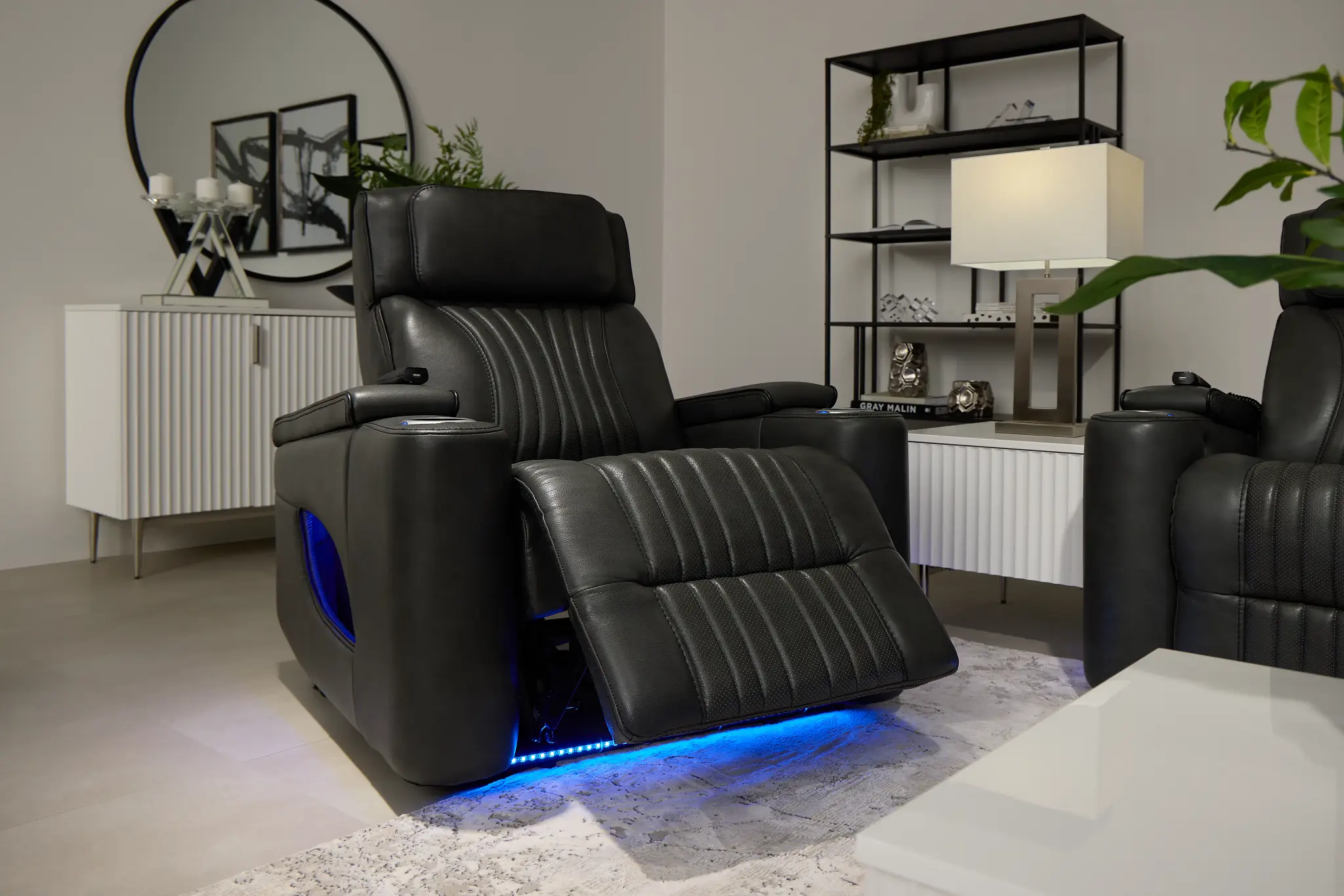 Nova Dark Gray Lthr/vinyl Power Recliner W/ Massage Nova Dark Gray Lthr/vinyl Power Recliner W/ Massage