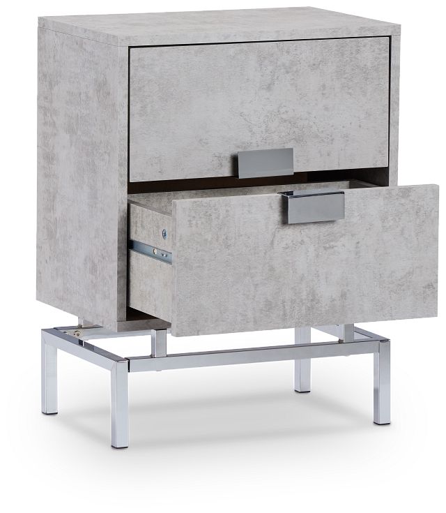 Eden Light Gray Chrome 2-drawer Nightstand