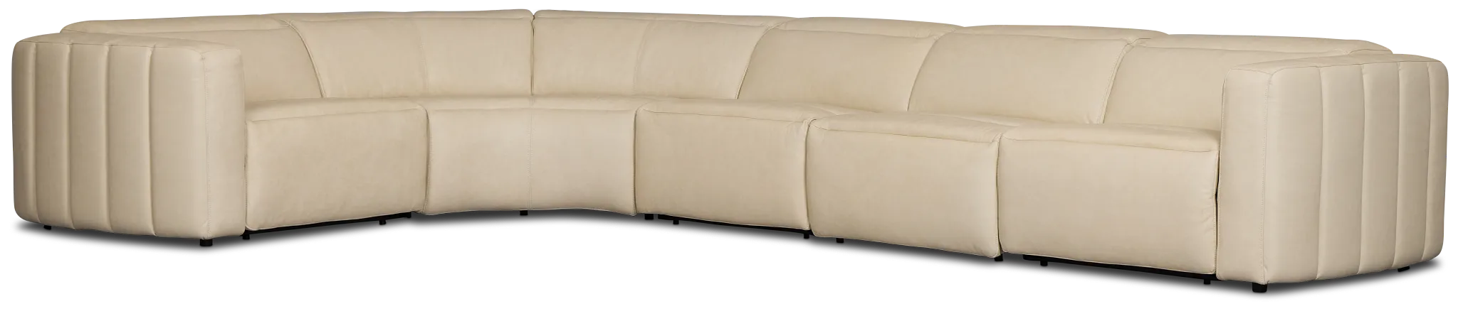 Jace Ivory Lthr/vinyl Small Triple Power Reclining Two-arm Sectional