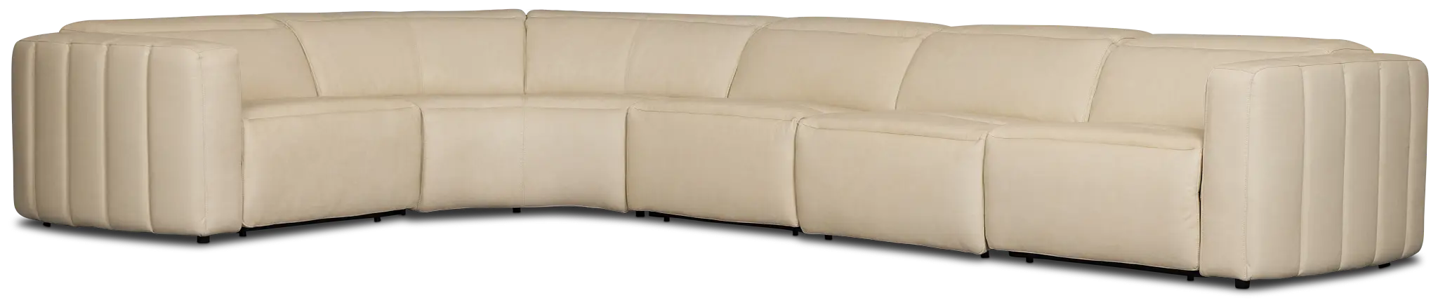 Jace Ivory Lthr/vinyl Small Triple Power Reclining Two-arm Sectional Jace Ivory Lthr/vinyl Small Triple Power Reclining Two-arm Sectional