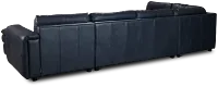 Rowan Navy Leather U-shaped Sectional W/ Left Bumper