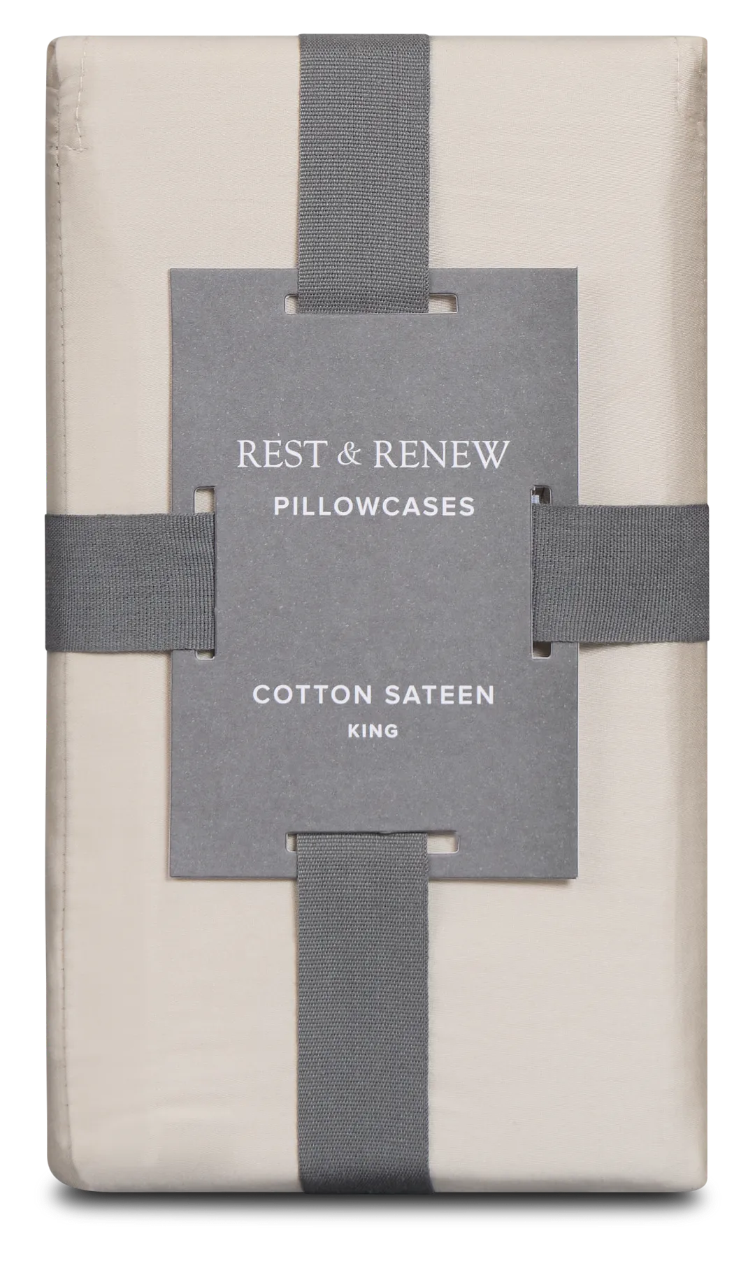 Rest & Renew Cotton Sateen Beige 300 Thread Set Of 2 Pillowcases