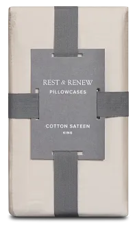 Rest & Renew Cotton Sateen Beige 300 Thread Set Of 2 Pillowcases